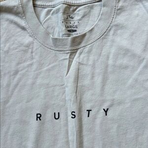 Rusty Minimal Logo Crew Neck 100% Cotton T-Shirt Size L